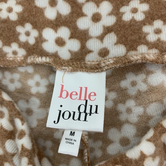 Belle Du Jour Flared Pants Medium Brown Floral Vintage Soft Knit - Picture 5 of 7